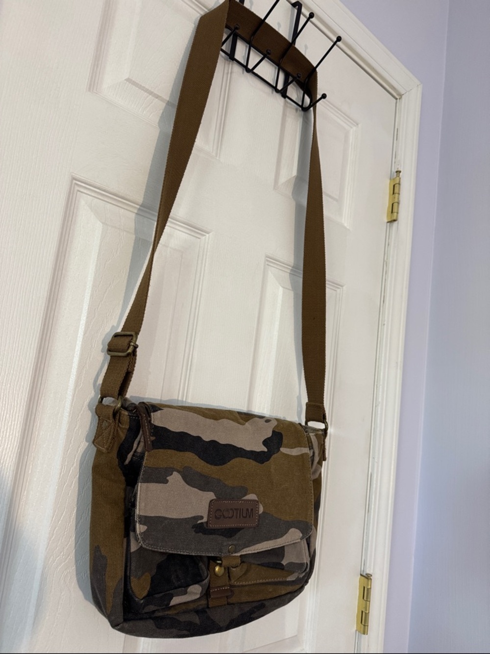 (NEW) Vintage Gootium Camouflage Canvas Messenger Bag - Olive/Brown - Picture 5 of 15